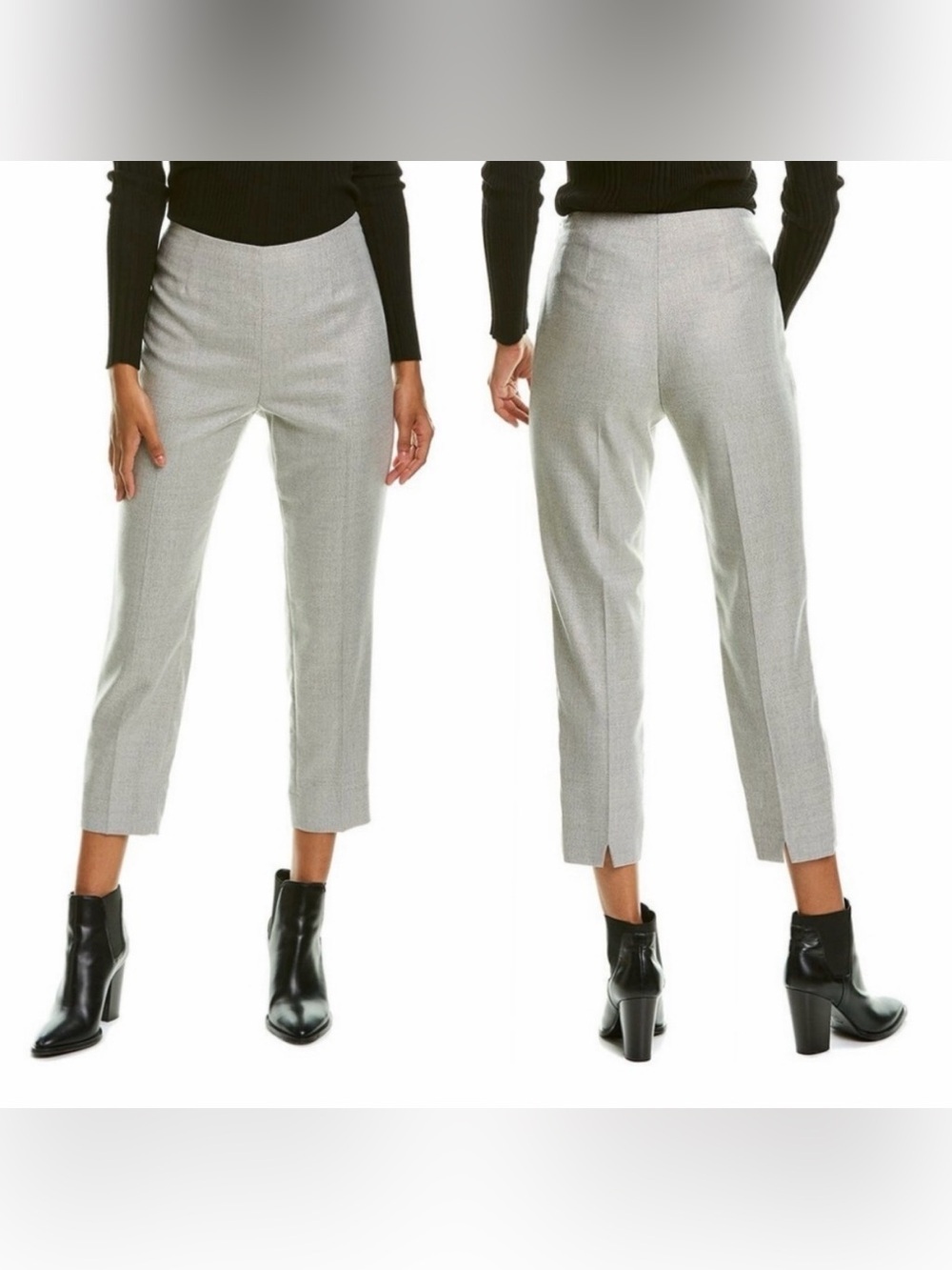 Peserico Made in Italy Stretch Cotton Greige Ankle Cigarette Pants IT 40 US 4
